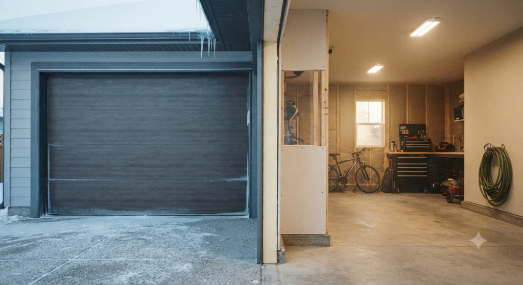 Heat transfer comparison with a polyurethane insulated garage door