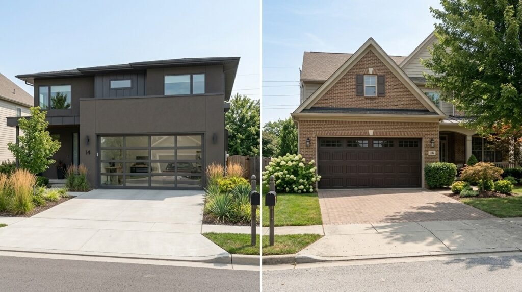 Aluminum glass garage door compared with solid steel door