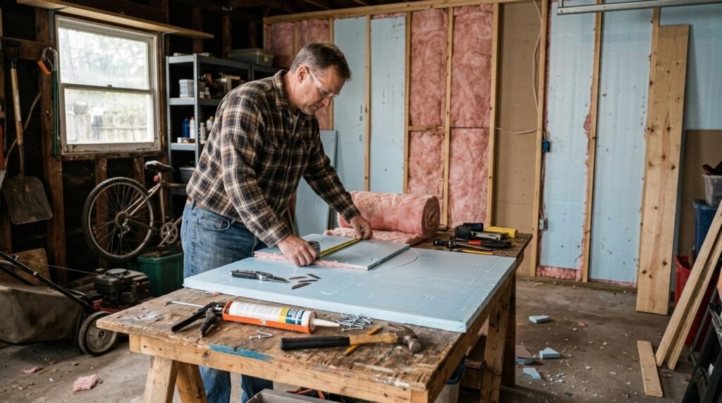 DIY detached garage insulation materials and tools