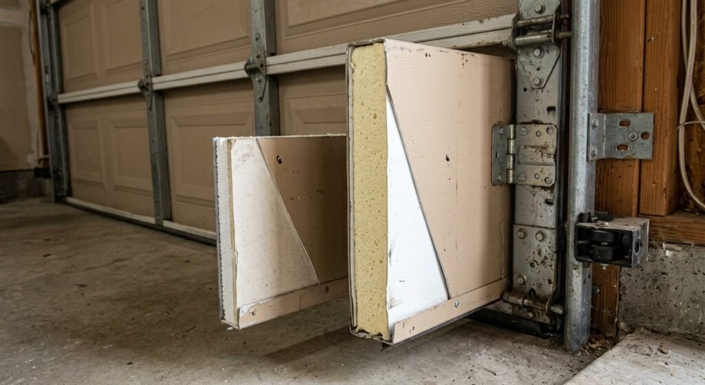 Double and triple layer insulated garage door construction