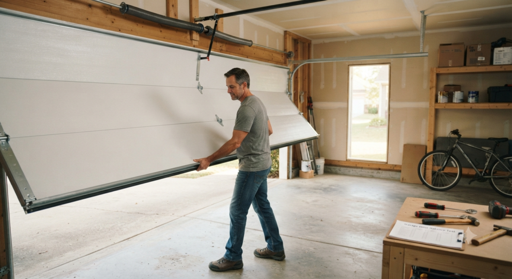Checking garage door balance after insulation installation