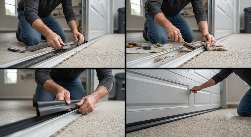 Garage door bottom seal installation