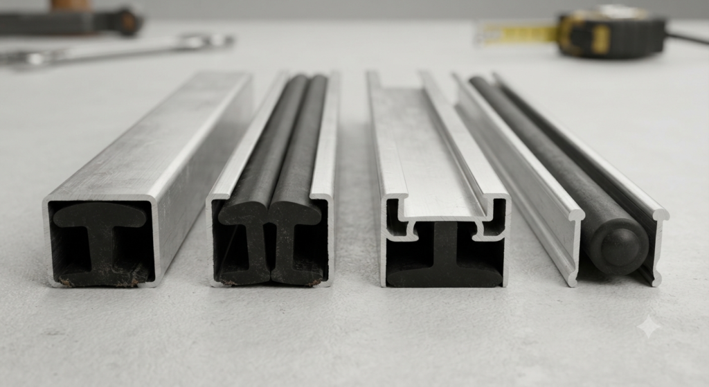 Garage door bottom seal track types