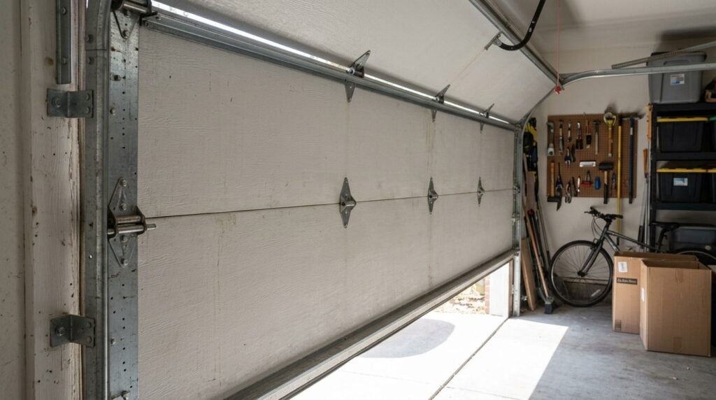 Center and end hinge placement on a sectional garage door