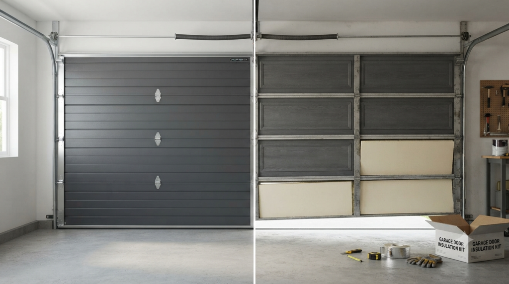 garage door insulation kit retrofit vs insulated door