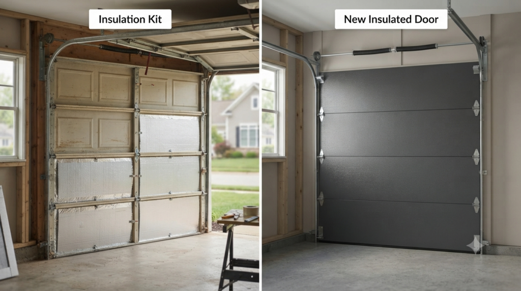 garage door insulation kit vs replacement door