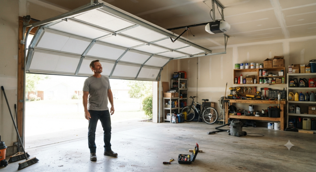 DIY garage door insulation panels inside a garage door