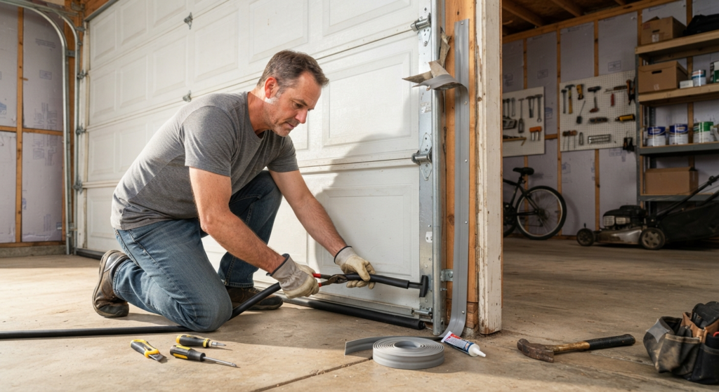 Garage weatherstripping and bottom seal for better insulation