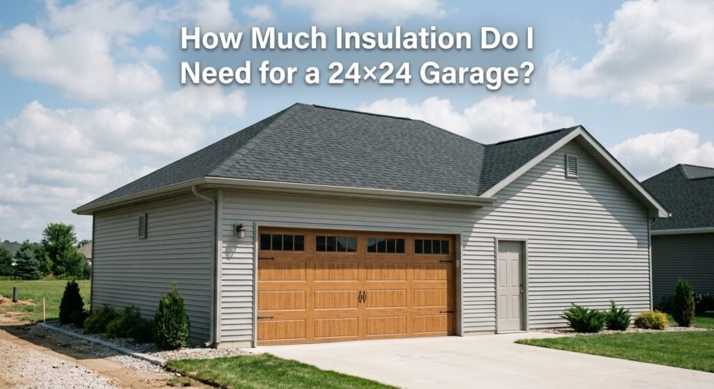 24x24 garage showing insulation planning and dimensions