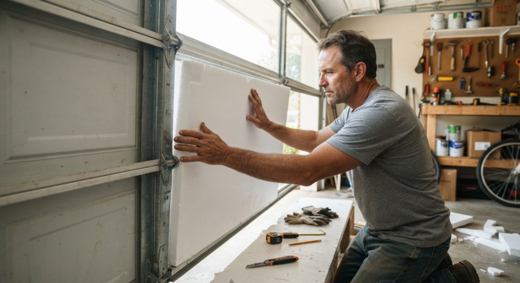 Installing DIY garage door insulation panels step by step
