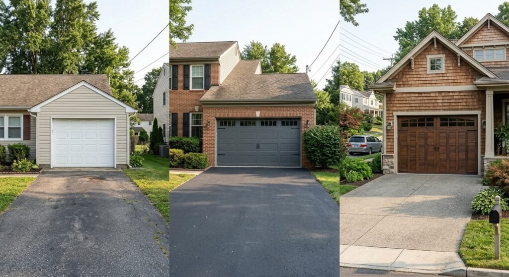 Insulated 2 car garage doors on American suburban homes
