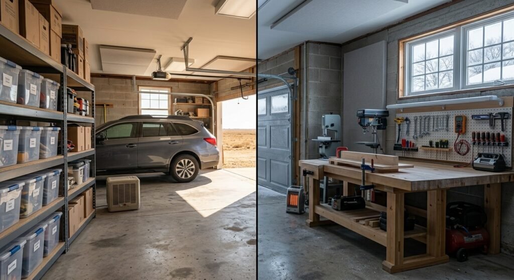 Insulated garage door helping control garage temperature