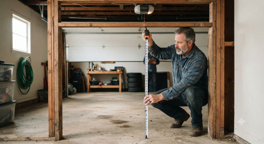 Measuring the opening and clearance for a replacement garage door