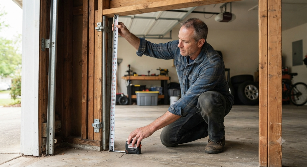 Measuring garage door opening height from floor to header