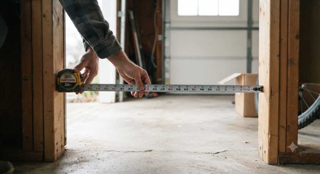 Measuring garage door opening width from jamb to jamb