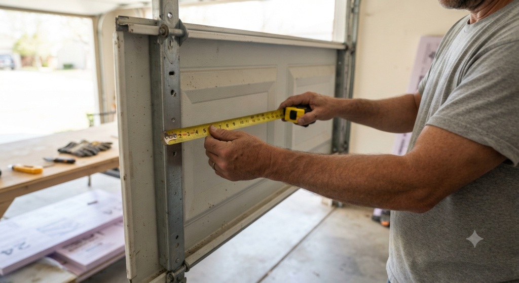 Measuring garage door panels before installing insulation