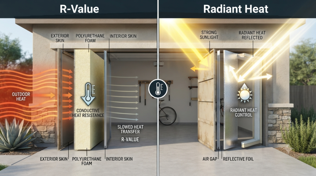 R-value vs radiant heat garage door insulation