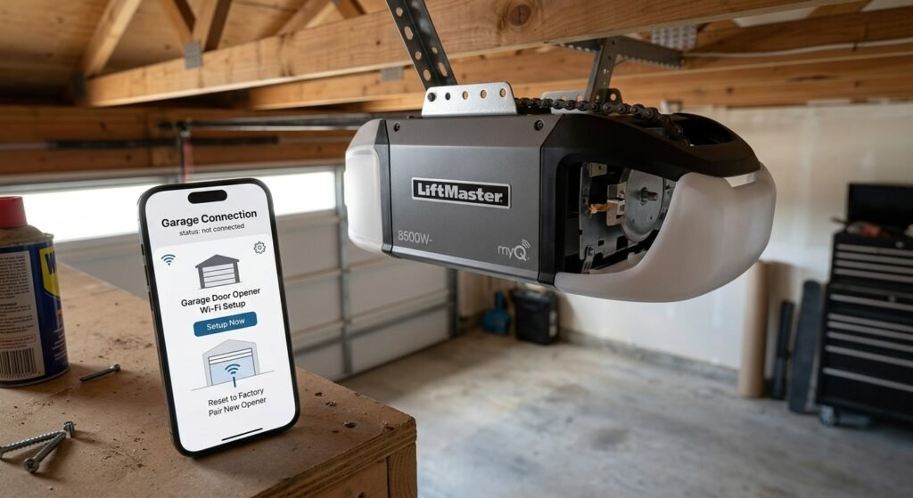 LiftMaster myQ garage door opener and smartphone Wi-Fi connection