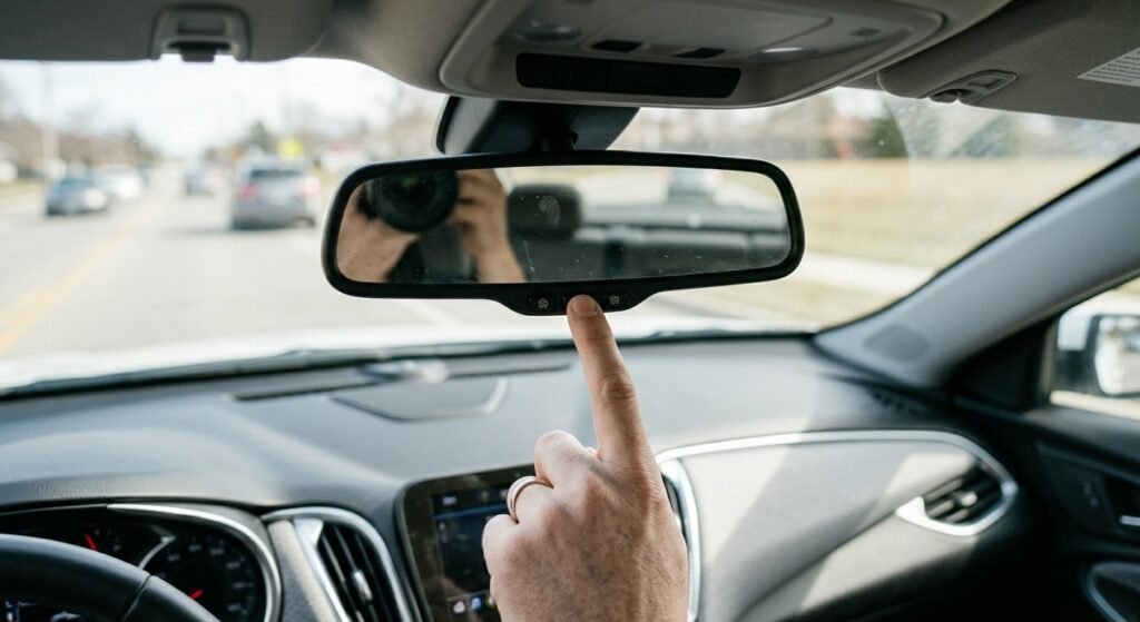 Programming a garage door opener to a car using HomeLink buttons in the rearview mirror